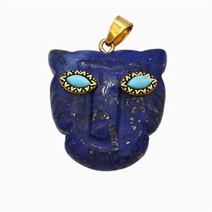 Blue Lapis Lazuli Leopard-header Pendant, approx 30mm