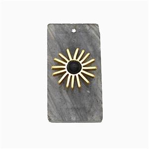 Labradorite Rectangle Pendant With Copper Sun Gold Plated, approx 13-25mm