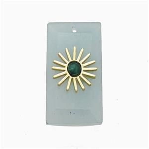 Lt.blue Amazonite Rectangle Pendant With Copper Sun Gold Plated, approx 13-25mm