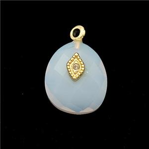 Opalite Teardrop Pendant With Copper Eye Gold Plated, approx 12-14mm