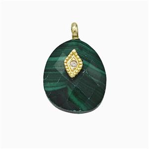 Synthetic Green Malachite Teardrop Pendant With Copper Eye Gold Plated, approx 12-14mm