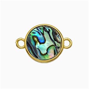 Abalone Shell Circle Connector Gold Plated, approx 14mm