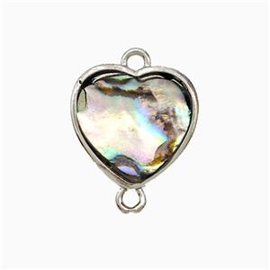 Abalone Shell Heart Connector Platinum Plated, approx 14mm