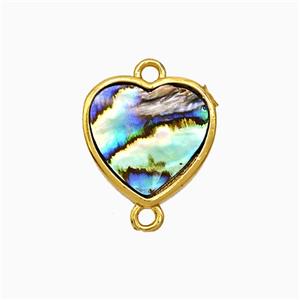 Abalone Shell Heart Connector Gold Plated, approx 14mm