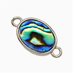 Abalone Shell Oval Connector Platinum Plated, approx 12-16mm