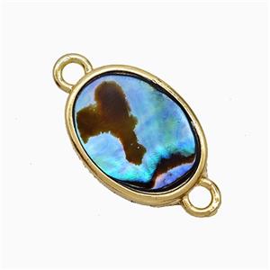Abalone Shell Oval Connector Gold Plated, approx 12-16mm