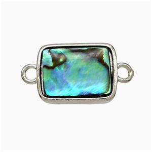 Abalone Shell Rectangle Connector Platinum Plated, approx 12-16mm