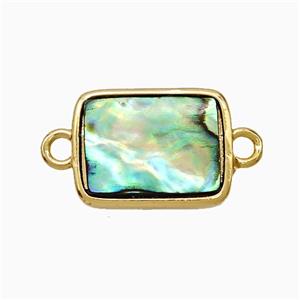 Abalone Shell Rectangle Connector Gold Plated, approx 12-16mm