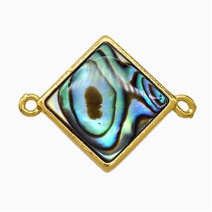 Abalone Shell Square Connector Gold Plated, approx 19mm