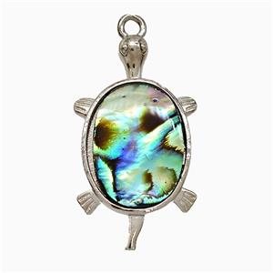Abalone Shell Tortoise Pendant Platinum Plated, approx 16-30mm