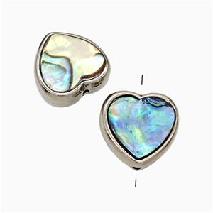 Abalone Shell Heart Beads Platinum Plated, approx 15mm