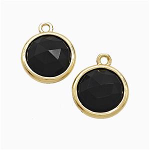 Black Obsidian Circle Pendant Gold Plated, approx 10mm