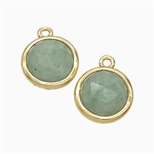 Green Aventurine Circle Pendant Gold Plated, approx 10mm