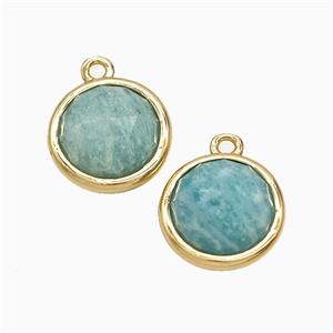 Green Amazonite Circle Pendant Gold Plated, approx 10mm