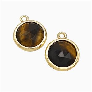 Tiger Eye Stone Circle Pendant Gold Plated, approx 10mm