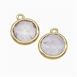 Lt.purple Amethyst Circle Pendant Gold Plated, approx 10mm