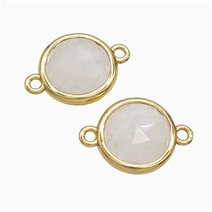 White Clear Quartz Circle Connector Gold Plated, approx 10mm
