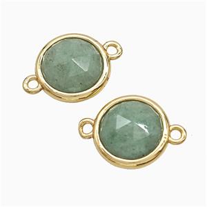 Green Aventurine Circle Connector Gold Plated, approx 10mm