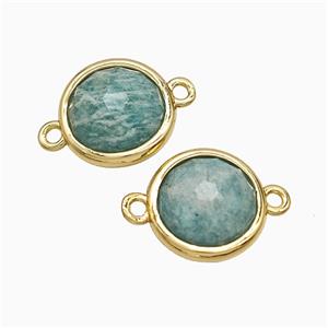 Green Amazonite Circle Connector Gold Plated, approx 10mm