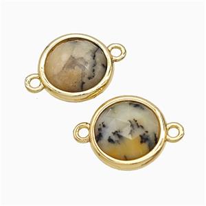 Yellow Moss Opal Circle Connector Gold Plated, approx 10mm