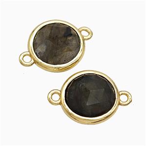 Labradorite Circle Connector Gold Plated, approx 10mm
