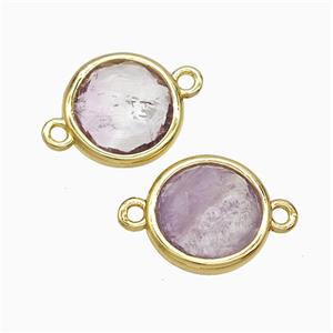 Lt.purple Amethyst Circle Connector Gold Plated, approx 10mm