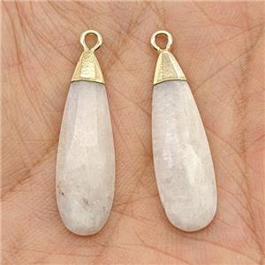Natural White Mooonstone Teardrop Pendant Faceted Gold Plated, approx 10-30mm