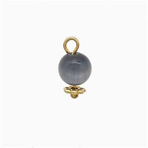 Gray Cateye Glass Ball Pendant, approx 6mm
