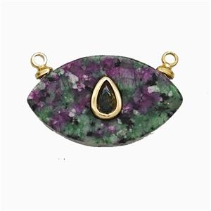 Zoisite Eye Pendant Pave Zirconia 2loops, approx 13-22mm