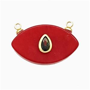 Red Dye Jade Eye Pendant Pave Zirconia 2loops, approx 13-22mm