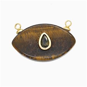 Tiger Eye Stone Pendant Pave Zirconia 2loops, approx 13-22mm
