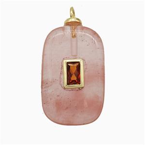 Synthetic Quartz Rectangle Pendant Pave Zirconia, approx 12-25mm