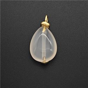 Whitegray Agate Teardrop Pendant, approx 10-14mm