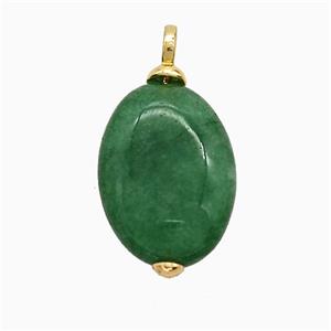 Green Aventurine Oval Pendant, approx 13-18mm
