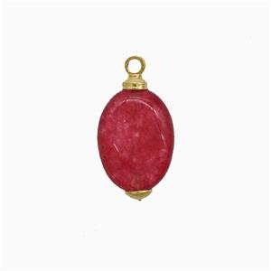 Red Dye Jade Oval Pendant, approx 8-12mm
