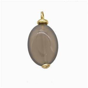 Gray Agate Oval Pendant, approx 11-15mm