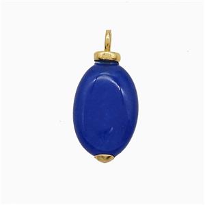 Blue Dye Jade Oval Pendant, approx 11-15mm