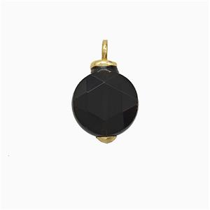 Black Obsidian Coin Pendant, approx 10mm