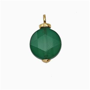 Green Dye Agate Coin Pendant, approx 10mm