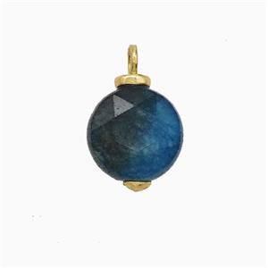 Blue Dye Sponge Jade Coin Pendant, approx 10mm