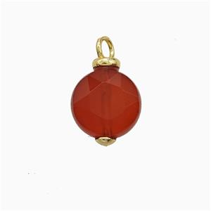Red Dye Jade Coin Pendant, approx 10mm