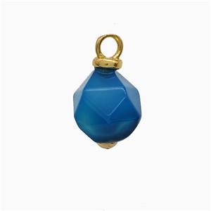 Blue Dye Agate Ball Pendant Faceted, approx 9-10mm
