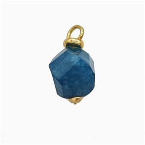 Blue Dye Sponge Jade Ball Pendant Faceted, approx 9-10mm