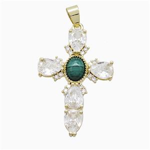 Copper Cross Pendant Pave Cubic Zirconia Gold Plated, approx 25-35mm