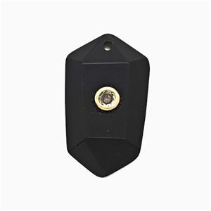 Black Obsidian Prism Pendant Pave Zirconia, approx 15-25mm