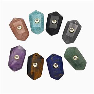 Mix Gemstone Prism Pendant Pave Zirconia, approx 15-25mm