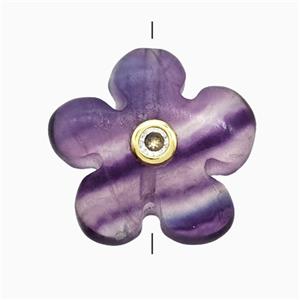 Multicolor Fluorite Flower Beads Pave Zirconia, approx 20mm