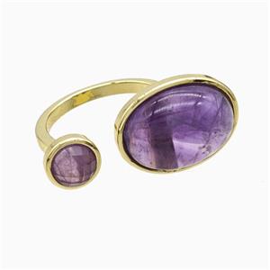 Copper Rings Pave Amethyst Gold Plated, approx 8mm, 14-18mm, 18mm dia
