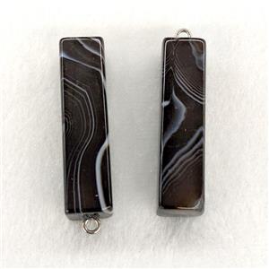 Natural Stripe Agate Stick Pendant Banded Black Dye, approx 13-50mm