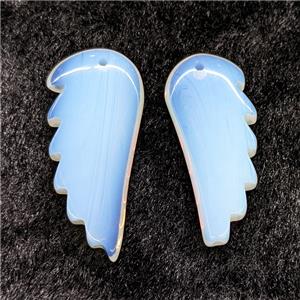 White Opalite Angel Wings Pendant, approx 20-42mm